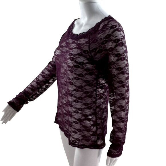 Mudd Lace Henley L Top SA Deep Red ASO Katherine Pierce The Vampire Diaries Y2K - Picture 4 of 11